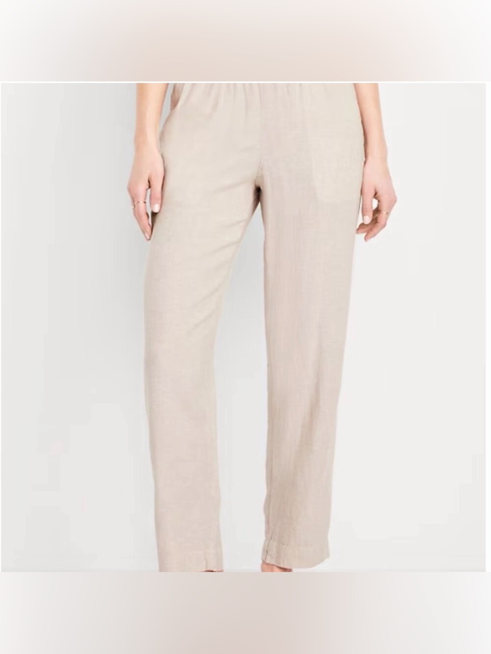 Old Navy Women's Straight Leg Linen-Blend Pants - Light Beige